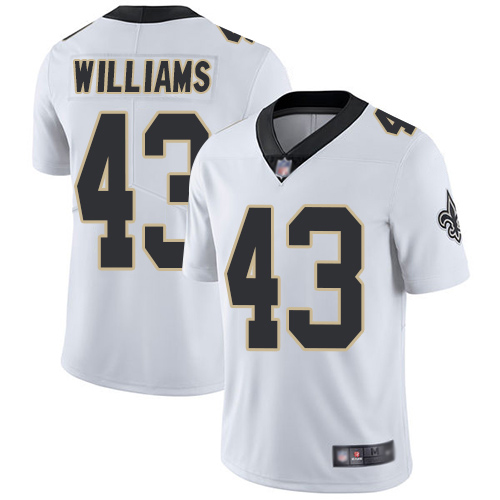Men New Orleans Saints Limited White Marcus Williams Road Jersey NFL Football #43 Vapor Untouchable Jersey